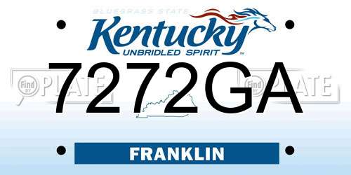 7272GA Kentucky License Plate