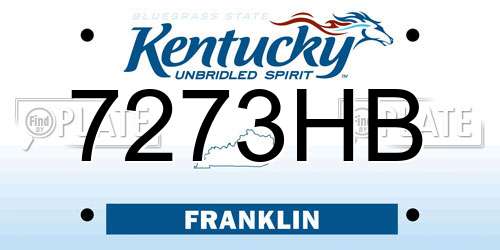 7273HB Kentucky License Plate