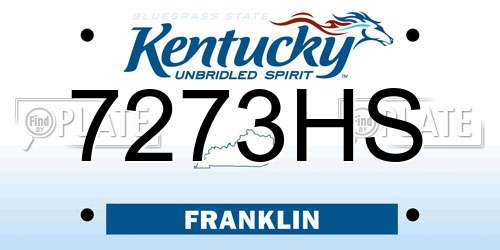 7273HS Kentucky License Plate