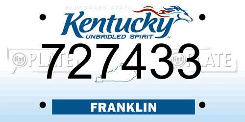 727433 Kentucky License Plate