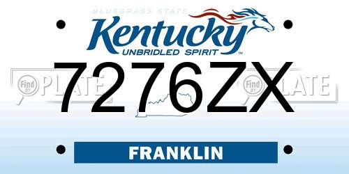 7276ZX Kentucky License Plate