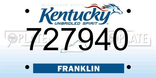727940 Kentucky License Plate