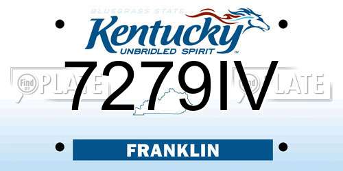 7279IV Kentucky License Plate