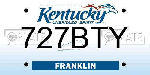 727BTY Kentucky License Plate