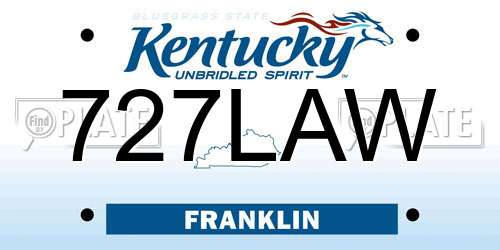 727LAW Kentucky License Plate