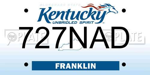 727NAD Kentucky License Plate
