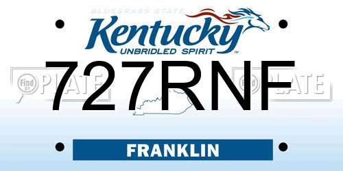 727RNF Kentucky License Plate
