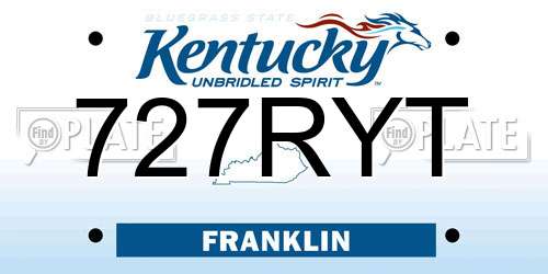 727RYT Kentucky License Plate