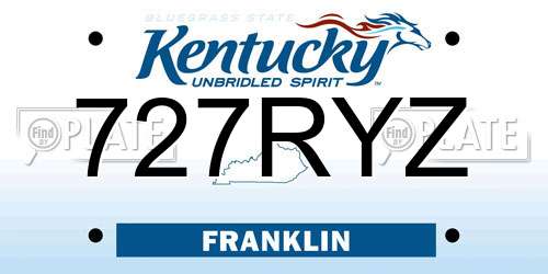 727RYZ Kentucky License Plate