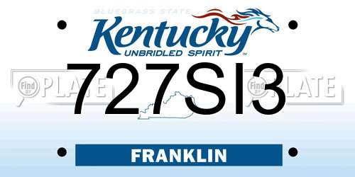 727SI3 Kentucky License Plate