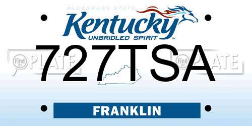 727TSA Kentucky License Plate