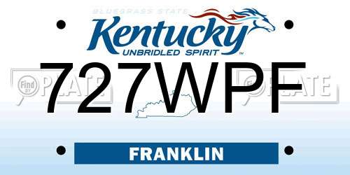 727WPF Kentucky License Plate