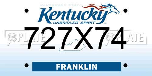 727X74 Kentucky License Plate