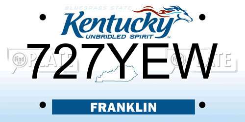 727YEW Kentucky License Plate