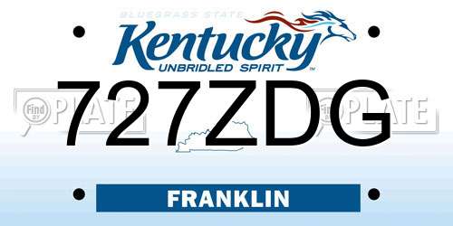 727ZDG Kentucky License Plate