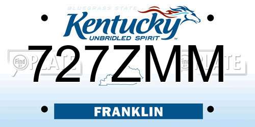 727ZMM Kentucky License Plate