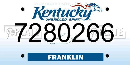 7280266 Kentucky License Plate