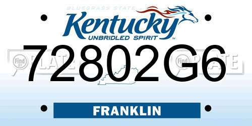 72802G6 Kentucky License Plate