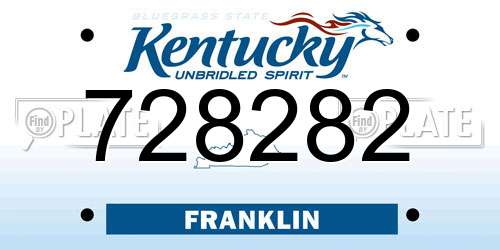 728282 Kentucky License Plate