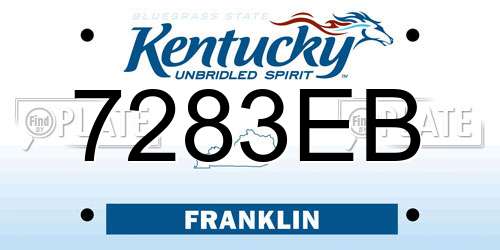 7283EB Kentucky License Plate