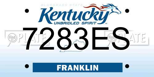 7283ES Kentucky License Plate