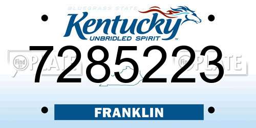 7285223 Kentucky License Plate