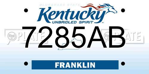 7285AB Kentucky License Plate