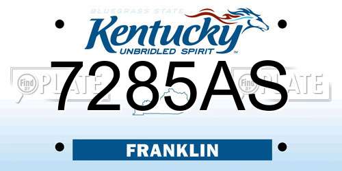 7285AS Kentucky License Plate
