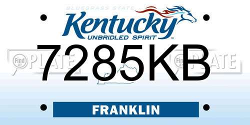 7285KB Kentucky License Plate