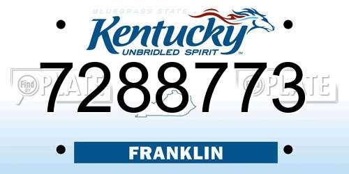 7288773 Kentucky License Plate