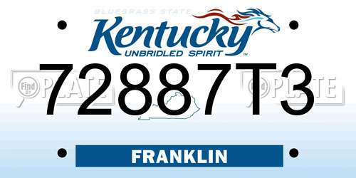 72887T3 Kentucky License Plate