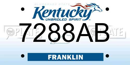7288AB Kentucky License Plate