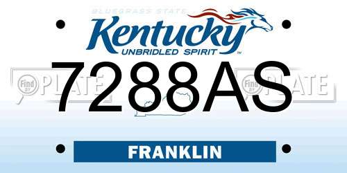7288AS Kentucky License Plate