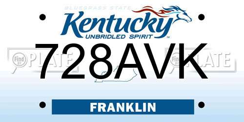 728AVK Kentucky License Plate
