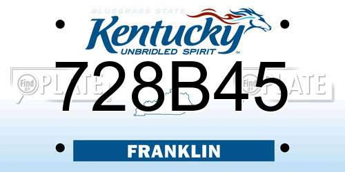728B45 Kentucky License Plate