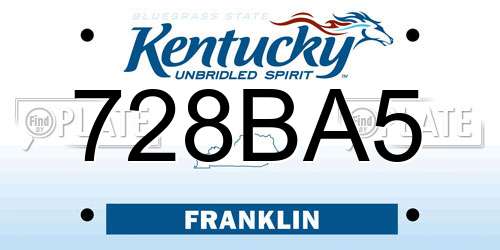 728BA5 Kentucky License Plate