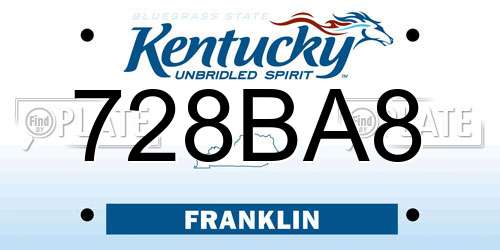 728BA8 Kentucky License Plate