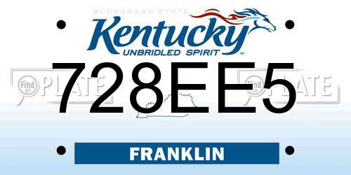 728EE5 Kentucky License Plate