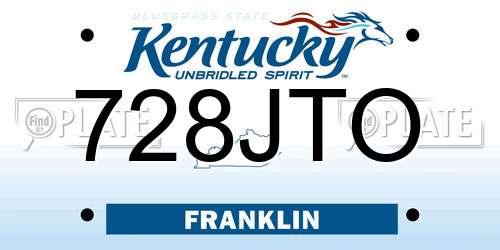728JTO Kentucky License Plate