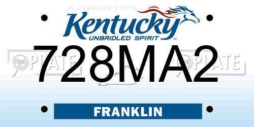 728MA2 Kentucky License Plate