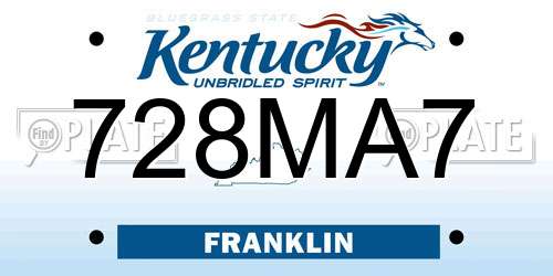 728MA7 Kentucky License Plate