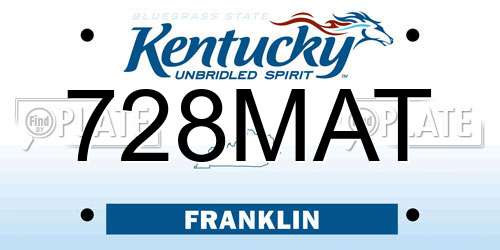 728MAT Kentucky License Plate