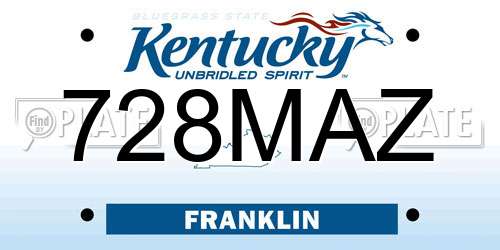 728MAZ Kentucky License Plate