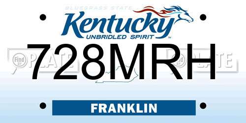 728MRH Kentucky License Plate