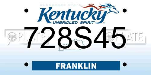 728S45 Kentucky License Plate