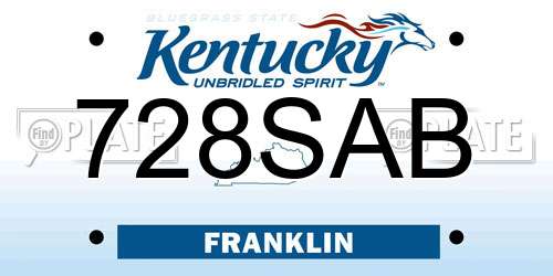 728SAB Kentucky License Plate
