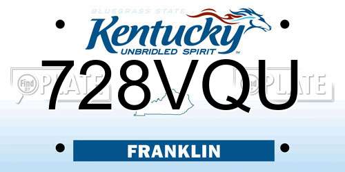 728VQU Kentucky License Plate