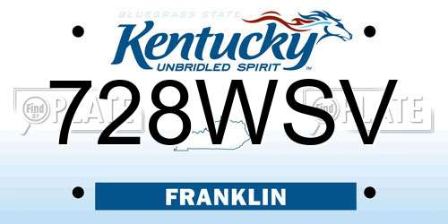728WSV Kentucky License Plate