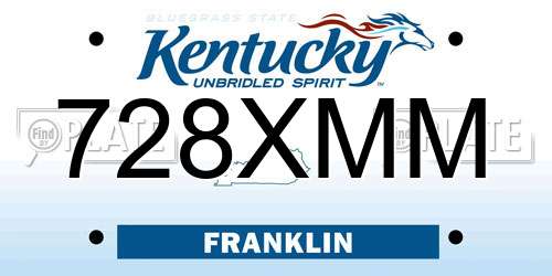 728XMM Kentucky License Plate