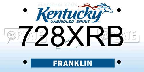 728XRB Kentucky License Plate